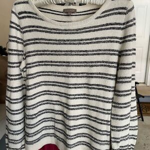 Lilla P Black and White Crew Neck Sweater with Stripes